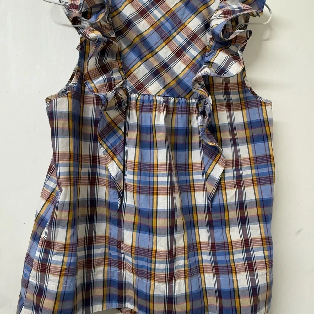 J. Crew Multicolor Plaid Ruffle Blouse